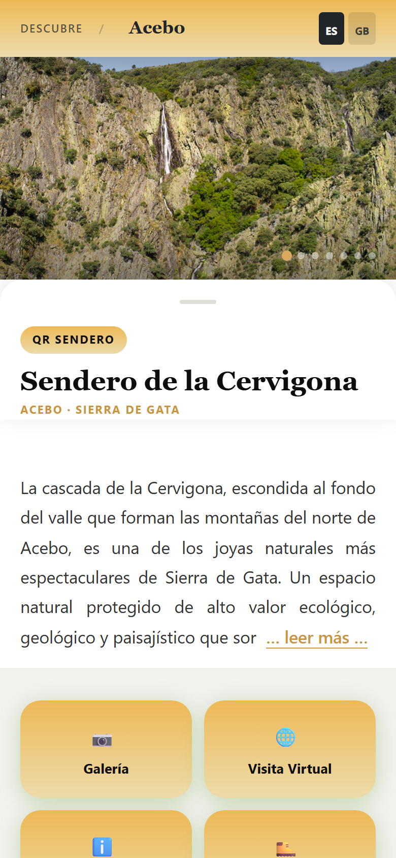 Captura real de Sendero de la Cervigona en QRdescubre